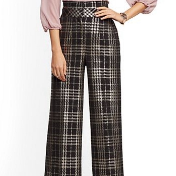 New York & Company Pants - NY&CO Palazzo Pant Black Plaid Metallic 7th Avenue